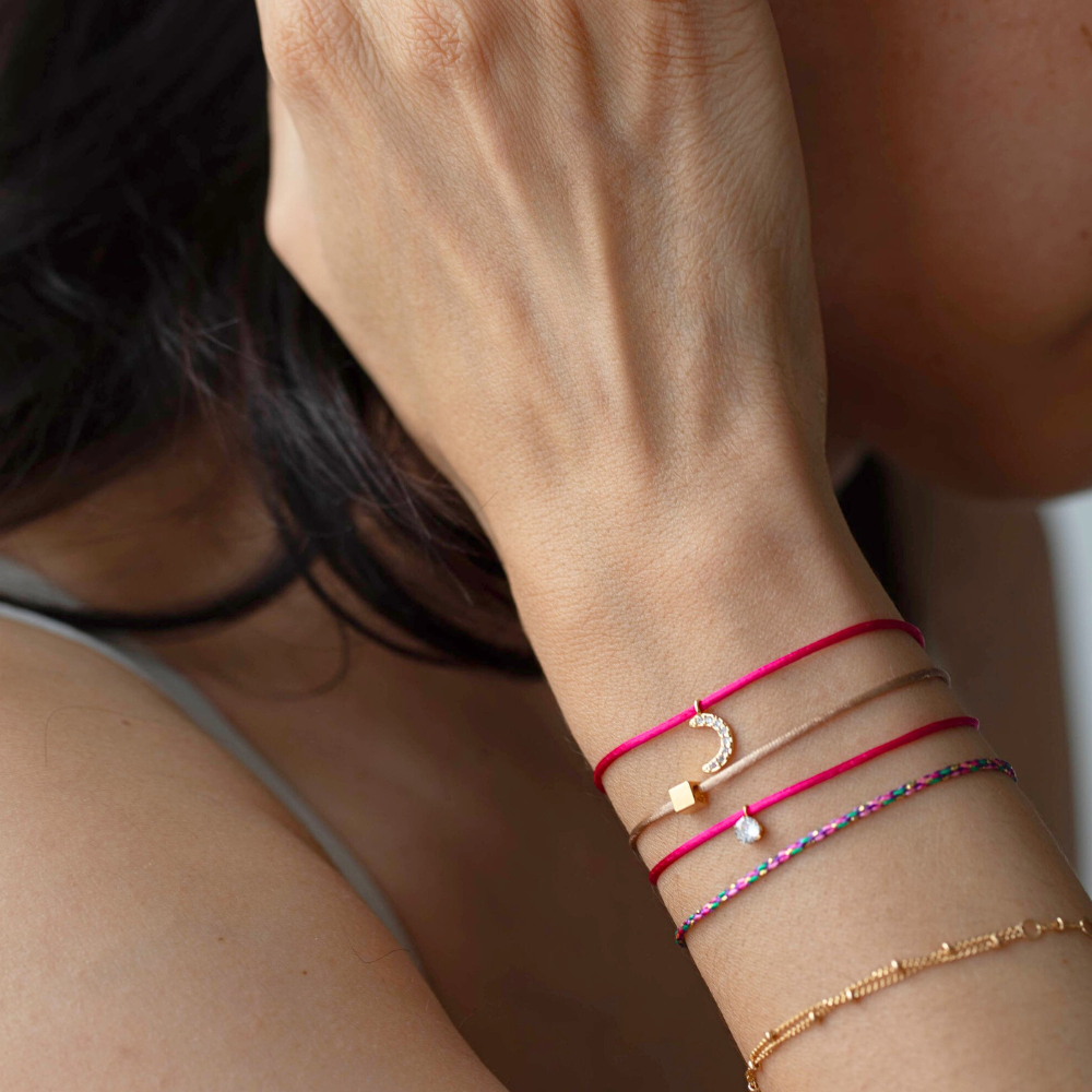 Bracelet breloque Lune strass