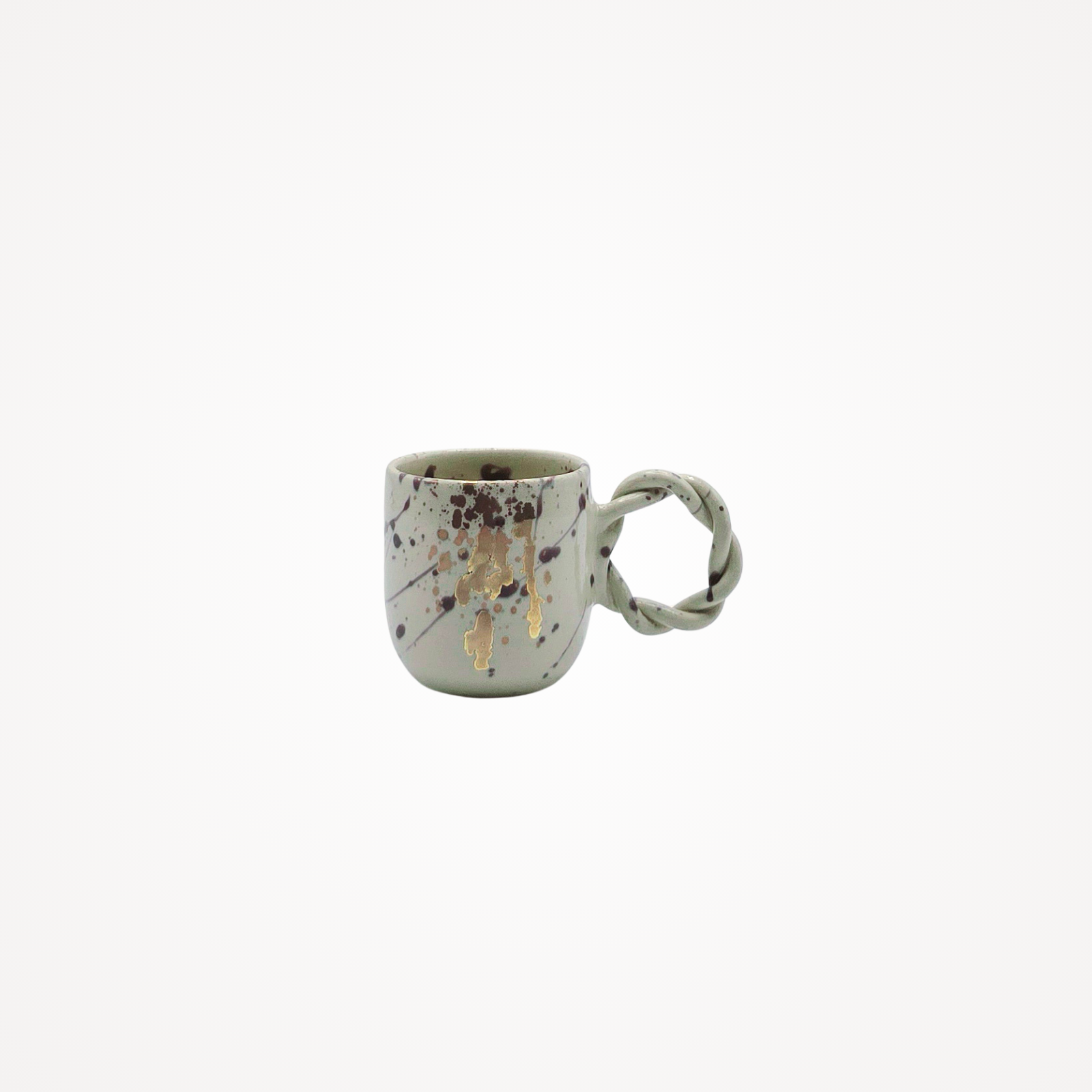 Tasse espresso · Mouchetée prune et doré